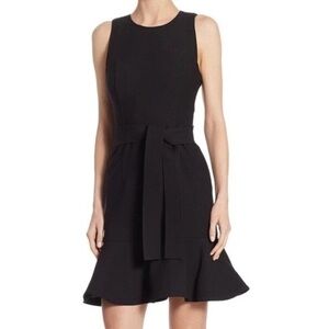 Cinq a Sept Black Ruffled Tie Front Mini Dress